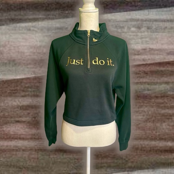 Nike Sportswear ‘Funnel-Neck 1/2 Zip Sweater’ in Black & Gold Size XS - Picture 5 of 16